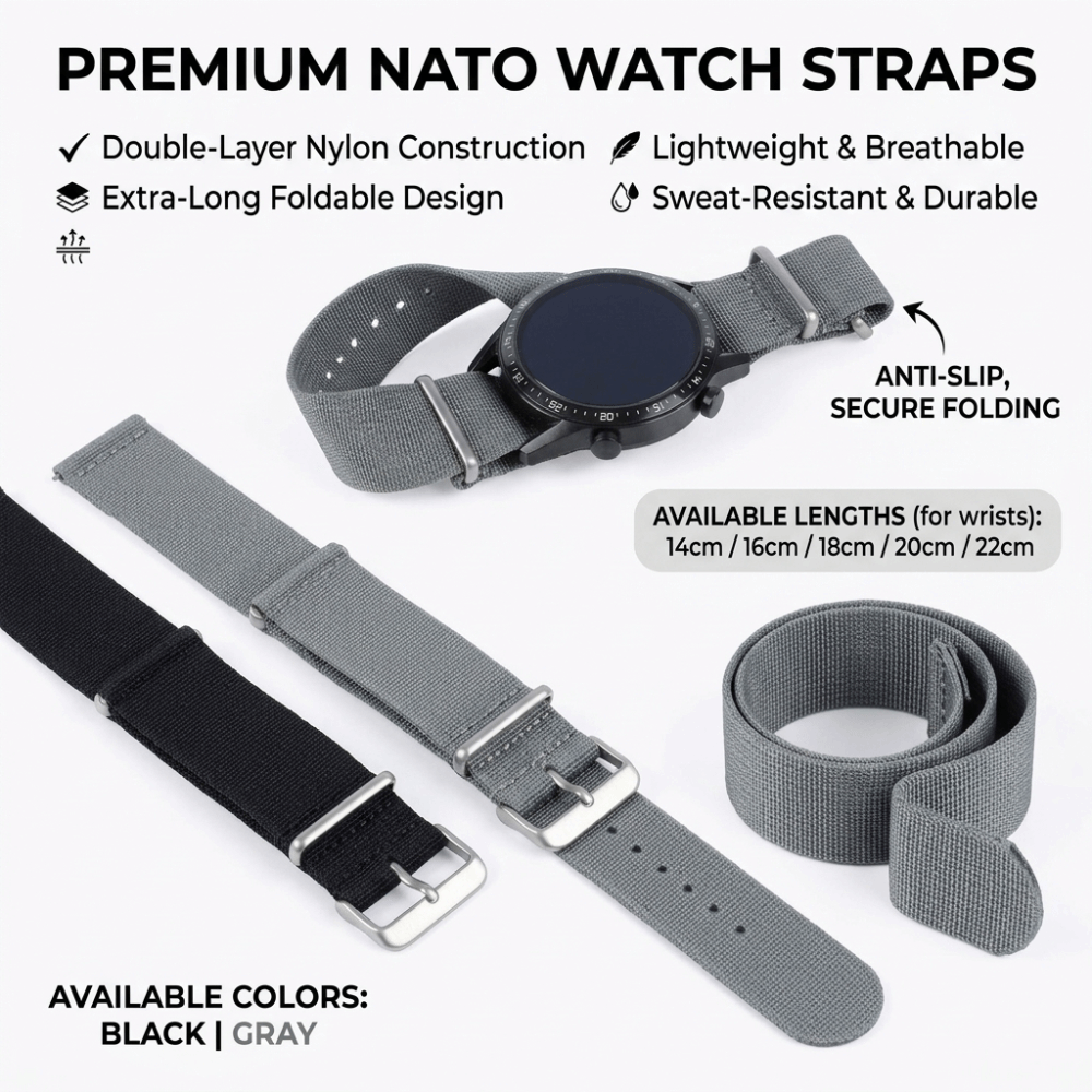 Nylon Nato Strap - 14/16/18/20/22Mm Gelang Jam Tangan NATO Gelang