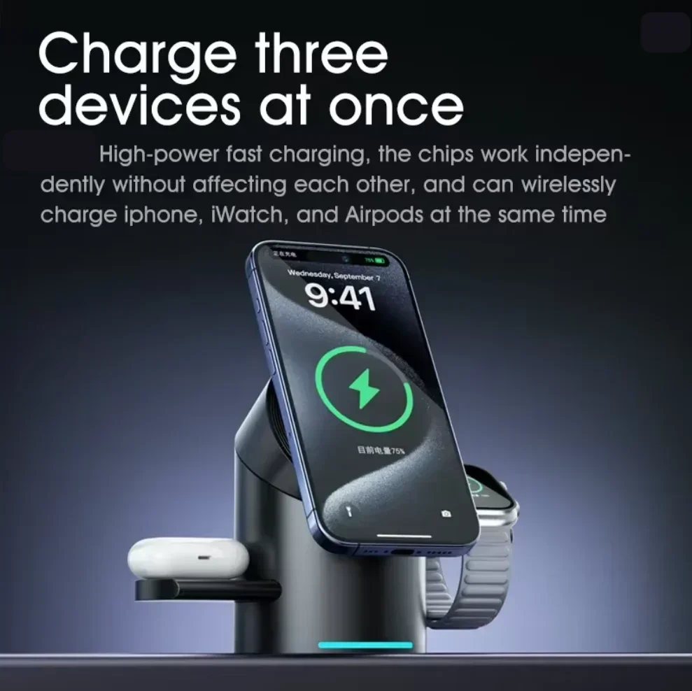 Smartwatch Touch - Pengisi Daya Nirkabel Magnetik 3in1 Qi2