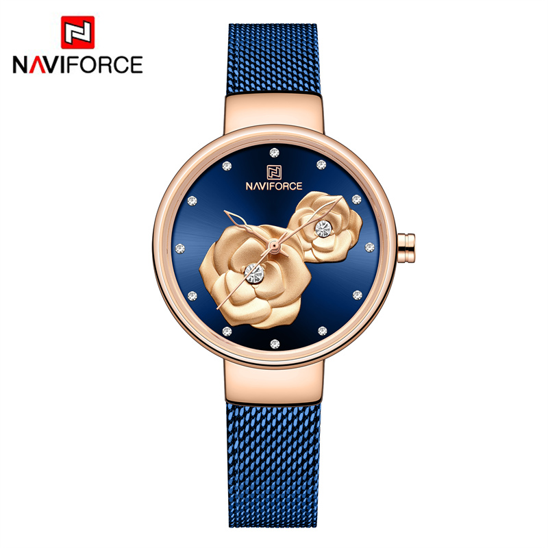 Stainless Mesh Band - NAVIFORCE Set Jam Tangan Wanita Mewah