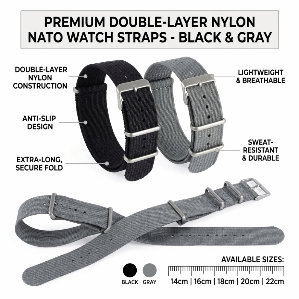 14/16/18/20/22Mm Gelang Jam Ta - Nylon Nato Strap ulasan dan harga