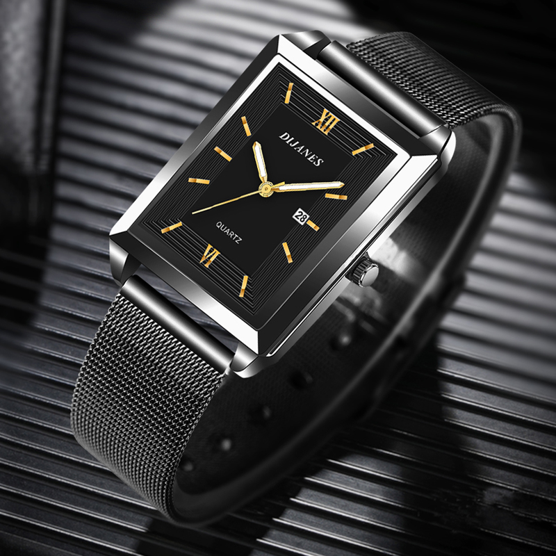 Jam tangan kulit kalender tang - Stainless Mesh Band ulasan dan harga