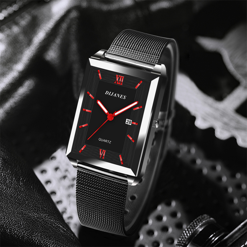 Jam tangan kulit kalender tang - Stainless Mesh Band ulasan dan harga