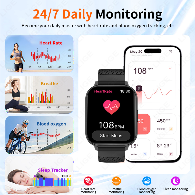 LIGE 2026 Jam Tangan Pintar Ba - Smartwatch Faces ulasan dan harga