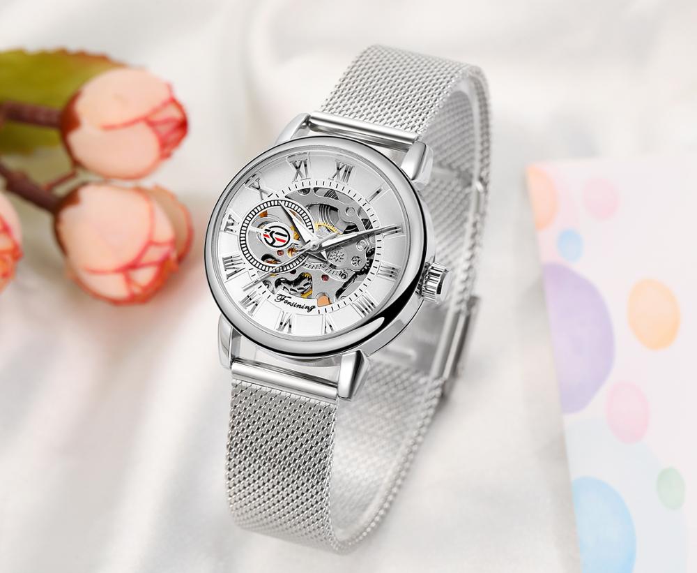 Reloj Mujer FORSINING Fashion  - Stainless Mesh Band ulasan dan harga