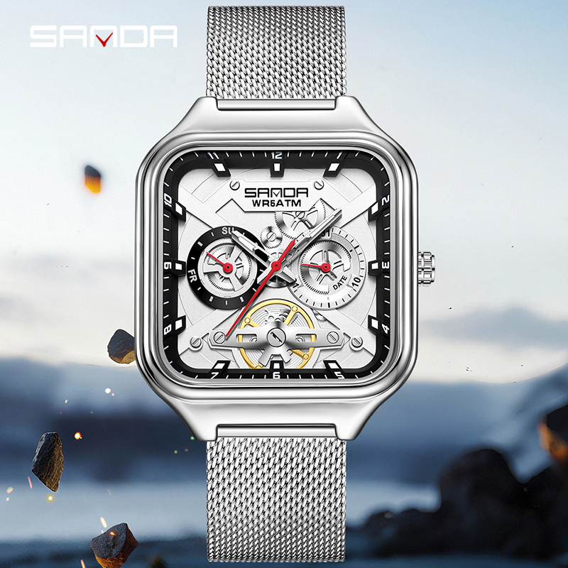 SANDA 9085 Jam Tangan Pria rel - Stainless Mesh Band ulasan dan harga