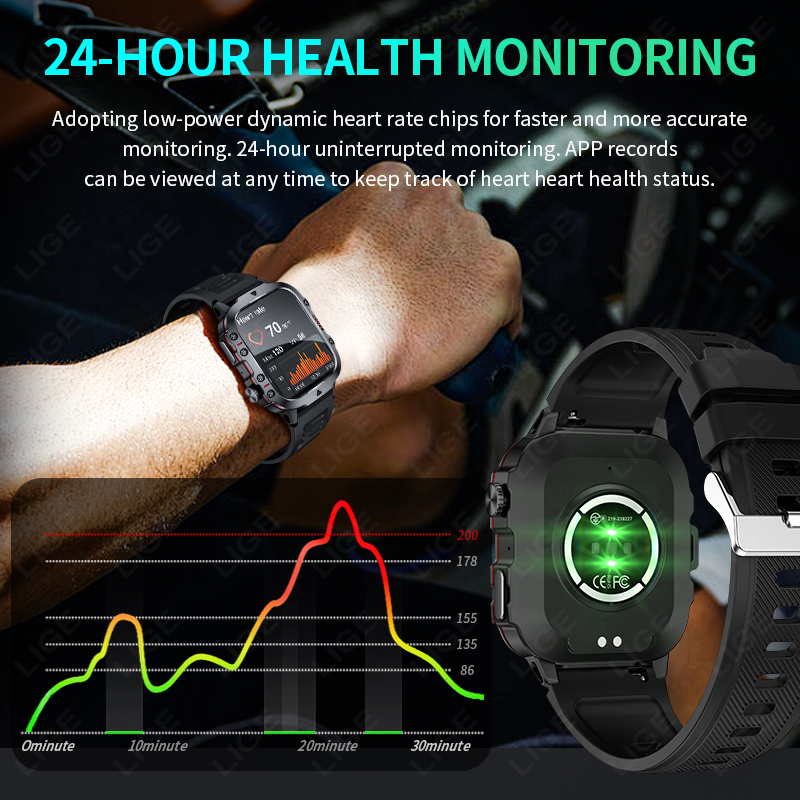 LIGE jam tangan pintar luar ru - Smartwatch Faces ulasan dan harga
