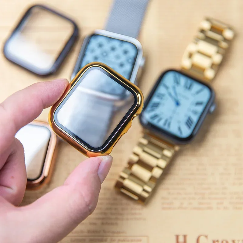 Kaca + casing untuk Apple Watc - Smartwatch Watch Accessories For Women ulasan dan harga